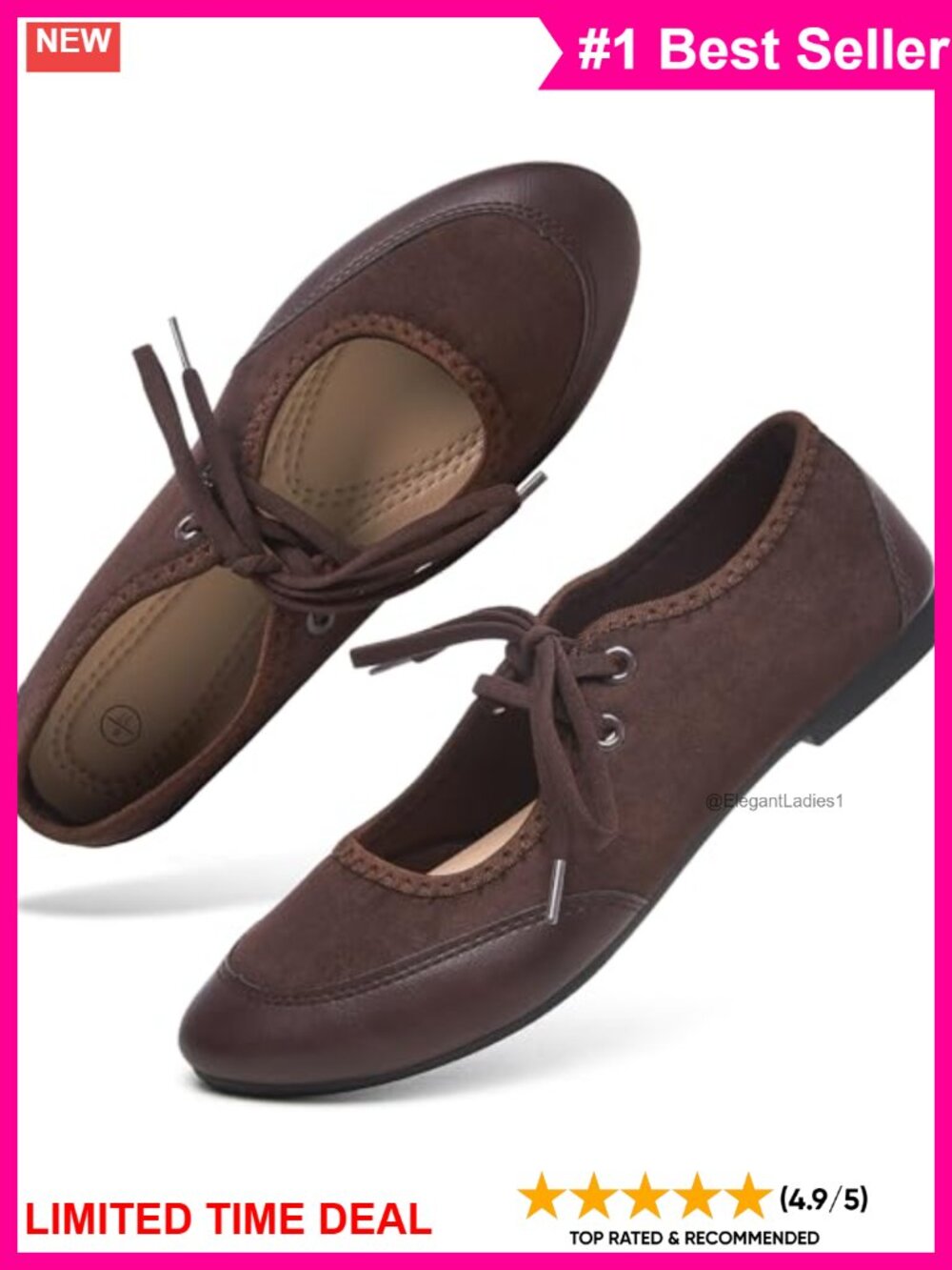 Suede Mary Jane Ballet Flats Lace Up Round Toe Comfort Dress Shoes
